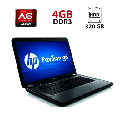 БУ Ноутбук Ноутбук Б-класс HP Pavilion g6-2126sr / 15.6" (1366x768) TN / AMD A6-4400M (2 ядра по 2.7 - 3.2 GHz) / 4 GB DDR3 / 320 GB HDD / AMD Radeon HD 7520G / WebCam