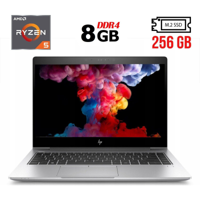 БУ Ноутбук Ультрабук Б-класс HP Elitebook 745 G5 / 14" (1920x1080) IPS / AMD Ryzen 5 Pro 2500U (4 (8) ядра по 2.0 - 3.6 GHz) / 8 GB DDR4 / 256 GB SSD M.2 / AMD Radeon Vega 8 Graphics / WebCam / USB 3.1 / HDMI