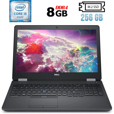 БУ Ноутбук Ноутбук Б-клас Dell Latitude E5570 / 15.6" (1920x1080) IPS / Intel Core i5 - 6440HQ (4 ядра по 2.6-3.5 GHz) / 8 GB DDR4 / 256 GB SSD M. 2 / Intel HD Graphics 530 / WebCam / HDMI / Windows 10 ліцензія