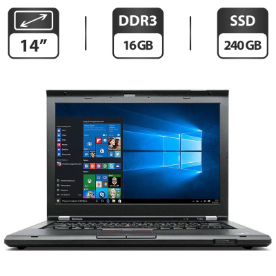 БУ Ноутбук Ноутбук Lenovo ThinkPad T430 / 14" (1600x900) TN / Intel Core i7-3520M (2 (4) ядра по 2.9 - 3.6 GHz) / 16 GB DDR3 / 240 GB SSD / Intel HD Graphics 4000 / VGA