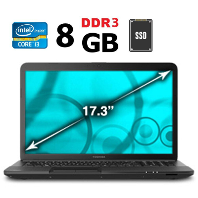 БУ Ноутбук Ноутбук Toshiba Satellite C870 / 17.3" (1600x900) TN / Intel Core i3-2310M (2 (4) ядра по 2.1 GHz) / 8 GB DDR3 / 256 GB SSD / Intel HD Graphics 3000 / WebCam