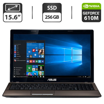 БУ Ноутбук Ноутбук Asus K53S / 15.6" (1366x768) TN / Intel Core i5-2450M (2 (4) ядра по 2.5 - 3.1 GHz) / 8 GB DDR3 / 256 GB SSD / nVidia GeForce 610M, 2 GB GDDR3, 64-bit / WebCam / VGA