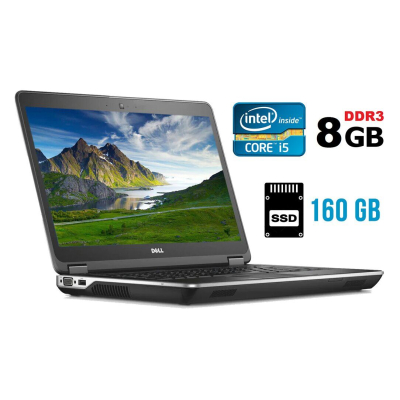 БУ Ноутбук Ноутбук Б-клас Dell Latitude E6440 / 14" (1366x768) TN / Intel Core i5-4310M (2 (4) ядра по 2.7 - 3.4 GHz) / 8 GB DDR3 / 160 GB SSD / Intel HD Graphics 4600 / WebCam / DVD-ROM / HDMI / Windows 10 ліцензія
