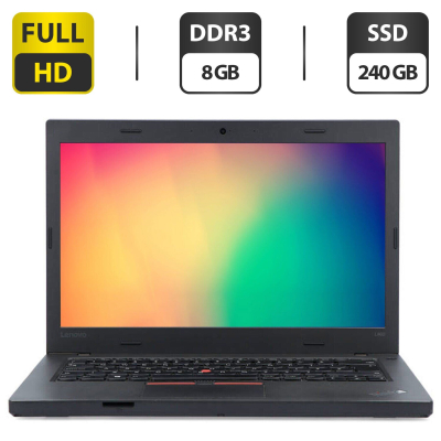 БУ Ноутбук Ноутбук Lenovo ThinkPad L460 / 14" (1920x1080) IPS / Intel Core i7-6600U (2 (4) ядра по 2.6-3.4 GHz) / 8 GB DDR3 / 240 GB SSD / Intel HD Graphics 520 / WebCam / VGA