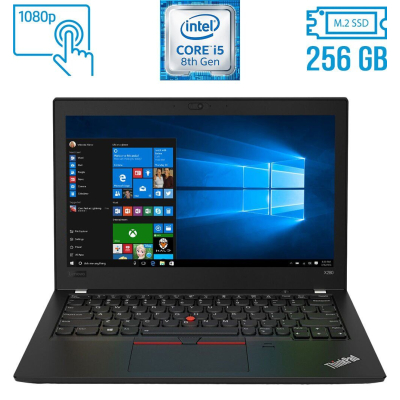 БУ Ноутбук Нетбук Б-клас Lenovo ThinkPad X280 / 12.5" (1920x1080) IPS Touch / Intel Core i5 - 8350U (4 (8) ядра по 1.7-3.6 GHz) / 8 GB DDR4 / 256 GB SSD M. 2 / Intel UHD Graphics 620 / WebCam / Fingerprint / USB 3.1 / HDMI