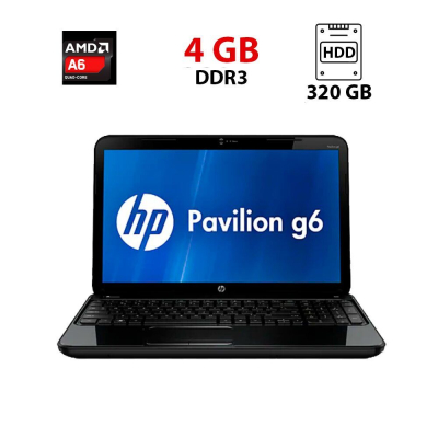 БУ Ноутбук Ноутбук Б класс HP Pavilion G6 1232SR / 15.6" (1366x768) TN / AMD A6-3400M (4 ядра по 1.4 - 2.3 GHz) / 4 GB DDR3 / 320 GB HDD / AMD Radeon HD 6520G / WebCam