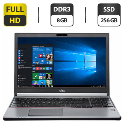 БУ Ноутбук Ноутбук Б-класс Fujitsu LifeBook E756 / 15.6'' (1920x1080) IPS / Intel Core i5-6300U (2 (4) ядра по 2.4 - 3.0 GHz) / 8 GB DDR3 / 256 GB SSD / Intel HD Graphics 520 / WebCam / DVD-ROM / VGA