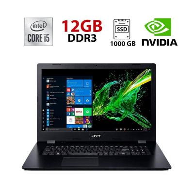 БУ Ноутбук Игровой ноутбук Acer Aspire 3 A317-51G / 17.3" (1920x1080) TN / Intel Core i5-10210U (4 (8) ядра по 1.6 - 4.2 GHz) / 12 GB DDR4 / 1000 GB SSD / nVidia GeForce MX230, 2 GB GDDR5, 64-bit / WebCam