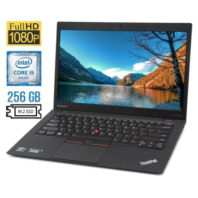 БУ Ноутбук Ультрабук Б-клас Lenovo ThinkPad X1 Carbon (4th Gen) / 14" (1920x1080) IPS / Intel Core i5 - 6300U (2 (4) ядра по 2.4-3.0 GHz) / 8 GB DDR3 / 256 GB SSD M. 2 / Intel HD Graphics 520 / WebCam / Fingerprint