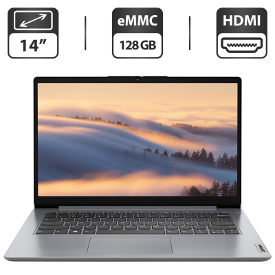 БУ Ноутбук Новый ультрабук Lenovo IdeaPad 1i 14 Gen 7 / 14" (1366x768) TN / Intel Pentium N5030 (4 ядра по 1.1 - 3.1 GHz) / 4 GB DDR4 / 128 GB eMMC / Intel UHD Graphics 605 / WebCam / HDMI