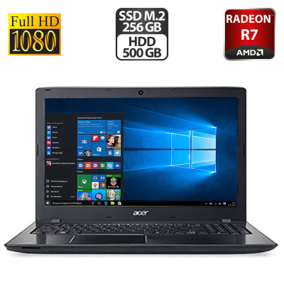 БУ Ноутбук Ноутбук Б-класс Acer Aspire E5-553 / 15.6" (1920x1080) TN / AMD FX-9800P (4 ядра 2.7 - 3.6 GHz) / 16 GB DDR4 / 256 GB SSD M.2 + 500 GB HDD / AMD Radeon R7 M340, 2 GB GDDR3, 64-bit / WebCam / HDMI