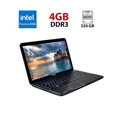 БУ Ноутбук Ноутбук Б-класс Toshiba Satellite C80-12SR / 15.6" (1366x768) TN / Intel Pentium B960 (2 ядра по 2.2 GHz) / 4 GB DDR3 / 320 GB HDD / Intel HD Graphics / WebCam