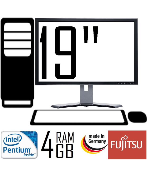 КОМП'ЮТЕР FUJITSU ESPRIMO P400 PENTIUM G620 CORE 2 DUO SOCKET 1155 4GB DDR3 +19` TFT