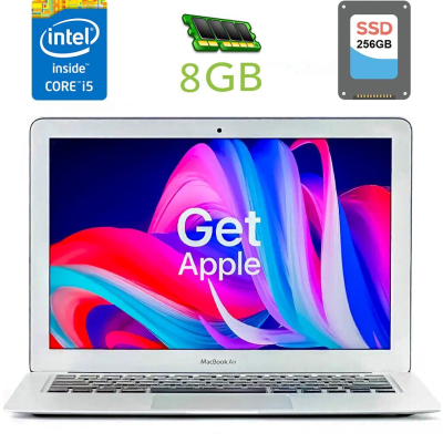БУ Ноутбук Ультрабук Б-класс Apple Macbook Air 13 2017 / 13.3" (1440x900) TN / Intel Core i5-5350U (2 (4) ядра по 1.8 - 2.9 GHz) / 8 GB DDR3 / 256 GB SSD / Intel HD Graphics 6000 / WebCam / Thunderbolt 2