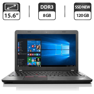 БУ Ноутбук Ноутбук Б-класс Lenovo ThinkPad E550 / 15.6" (1366x768) TN / Intel Core i3-4005U (2 (4) ядра по 1.7 GHz) / 8 GB DDR3 / 120 GB SSD NEW / Intel HD Graphics 4400 / WebCam / HDMI