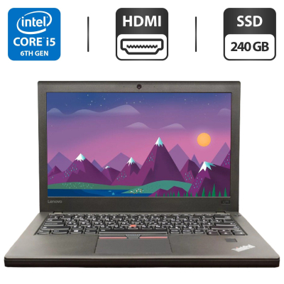 БУ Ноутбук Нетбук Б-клас Lenovo ThinkPad X270 / 12.5" (1366x768) TN / Intel Core i5-6300U (2 (4) ядра по 2.4 - 3.0 GHz) / 8 GB DDR4 / 240 GB SSD / Intel HD Graphics 520 / WebCam / HDMI