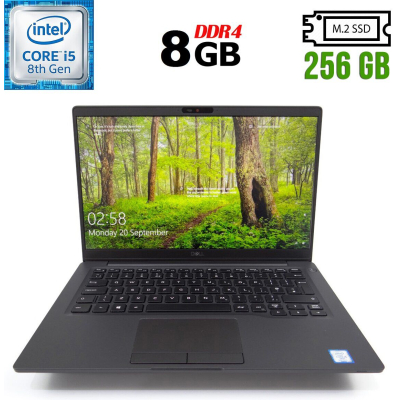 БУ Ноутбук Ультрабук Б-клас Dell Latitude 7400 / 14" (1920x1080) IPS / Intel Core i5 - 8365u (4 (8) ядра по 1.6-4.1 GHz) / 8 GB DDR4 / 256 GB SSD M. 2 / Intel UHD Graphics 620 / WebCam / USB 3.1 / HDMI / Windows 10 ліцензія