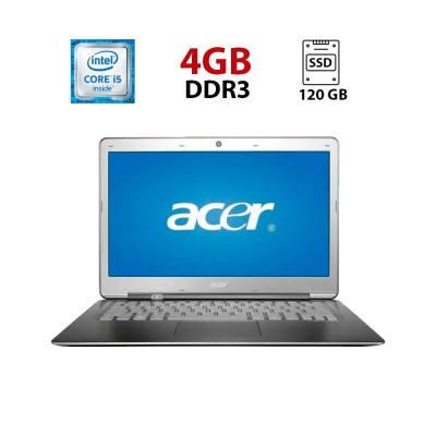 БУ Ноутбук Ультрабук Acer Aspire S3 / 13.3" (1366x768) TN / Intel Core i5-2467M (2 (4) ядра по 1.6 - 2.3 GHz) / 4 GB DDR3 / 120 GB SSD / Intel HD Graphics 3000 / WebCam