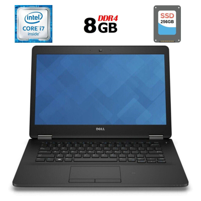 БУ Ноутбук Ультрабук Б-клас Dell Latitude E7470 / 14" (2560x1440) IPS Touch / Intel Core i7 - 6600U (2 (4) ядра по 2.6-3.4 GHz) / 8 GB DDR4 / 256 GB SSD / Intel HD Graphics 520 / WebCam / HDMI / Windows 10 ліцензія