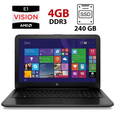 БУ Ноутбук Ноутбук HP 255 G4 / 15.6" (1366x768) TN / AMD E1-6015 (2 ядра по 1.4 GHz) / 4 GB DDR3 / 240 GB SSD / AMD Radeon R2 Graphics / WebCam