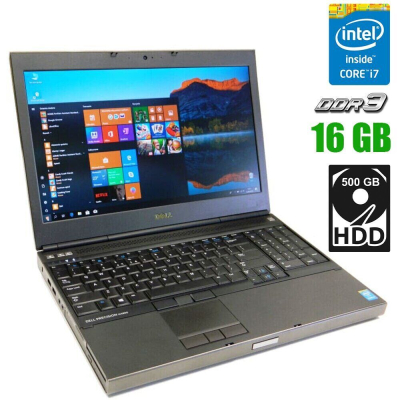 БУ Ноутбук Ноутбук Б-клас Dell Precision M4800 / 15.6" (1920x1080) TN / Intel Core i7-4810MQ (4 (8) ядер по 2.8-3.8 GHz) / 16 GB DDR3 / 500 Gb HDD / Intel HD Graphics 4600 / WebCam / HDMI / DisplayPort