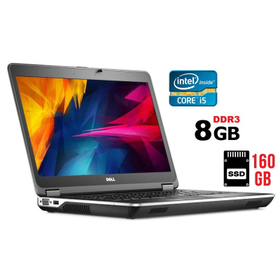 БУ Ноутбук Ноутбук Б-клас Dell Latitude E6440 / 14" (1366x768) TN / Intel Core i5-4310M (2 (4) ядра по 2.7 - 3.4 GHz) / 8 GB DDR3 / 160 GB SSD / Intel HD Graphics 4600 / DVD-RW / HDMI / Windows 10 ліцензія