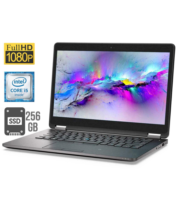 Ультрабук Б-клас Dell Latitude E7470 / 14 (1920x1080) IPS / Intel Core i5 - 6300U (2 (4) ядра по 2.4-3.0 GHz) / 8 GB DDR4 / 256 GB SSD / Intel HD Graphics 520 / WebCam / HDMI / miniDP / Windows 10 ліцензія