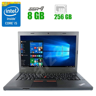 БУ Ноутбук Ноутбук Lenovo ThinkPad L470 / 14" (1920x1080) IPS / Intel Core i5-7200U (2 (4) ядра по 2.5-3.1 GHz) / 8 GB DDR4 / 256 GB SSD / Intel HD Graphics 620 / WebCam / посилена батарея