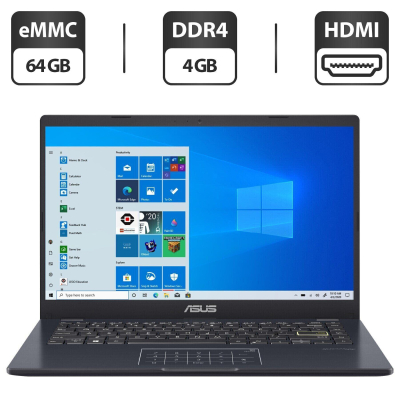 БУ Ноутбук Новый ультрабук Asus Laptop E410-M / 14" (1366x768) TN / Intel Celeron N4020 (2 ядра по 1.1 - 2.8 GHz) / 4 GB DDR4 / 64 GB eMMC / Intel UHD Graphics 600 / WebCam