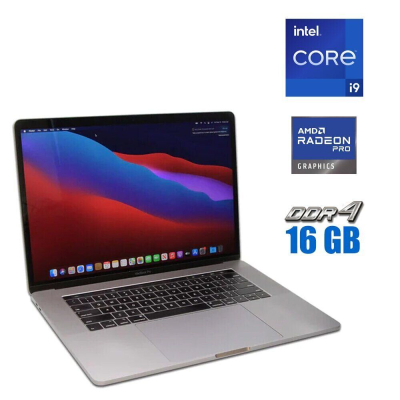 БУ Ноутбук Ноутбук Б-клас Apple MacBook Pro A1990 / 15.4" (2880x1800) IPS / Intel Core i9 - 9880h (8 (16) ядер по 2.3-4.8 GHz) / 16 GB DDR4 / 500 GB SSD / AMD Radeon Pro 560X, 4 GB GDDR5, 128-bit / WebCam