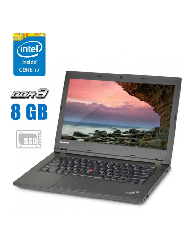 Ноутбук Б-клас Lenovo ThinkPad L440 / 14 (1366x768) TN / Intel Core i7 - 4800MQ (4 (8) ядра по 2.7-3.7 GHz) / 8 GB DDR3 / 240 GB SSD / Intel HD Graphics 4600 / WebCam