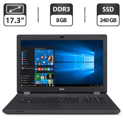 БУ Ноутбук Ноутбук Б-класс Acer Aspire ES1-711 / 17.3" (1600x900) TN / Intel Pentium N3540 (4 ядра по 2.16 - 2.66 GHz) / 8 GB DDR3 NEW / 240 GB SSD / Intel HD Graphics / WebCam / DVD-ROM + Беспроводная мышка
