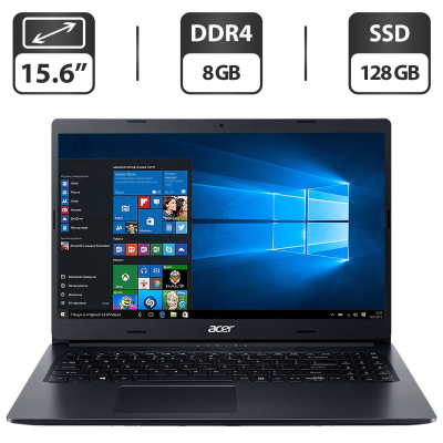 БУ Ноутбук Ноутбук Б-класс Acer Aspire 3 A315 / 15.6" (1366x768) TN / Intel Core i5-8250U (4 (8) ядра по 1.6 - 3.4 GHz) / 8 GB DDR4 / 128 GB SSD / Intel UHD Graphics 620 / WebCam / HDMI