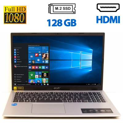 БУ Ноутбук Ультрабук Б-класс Acer Aspire 3 A315-58-33ZG / 15.6" (1920x1080) TN / Intel Core i3-1115G4 (2 (4) ядра по 4.1 GHz) / 4 GB DDR4 / 128 GB SSD M.2 / Intel UHD Graphics / WebCam / HDMI