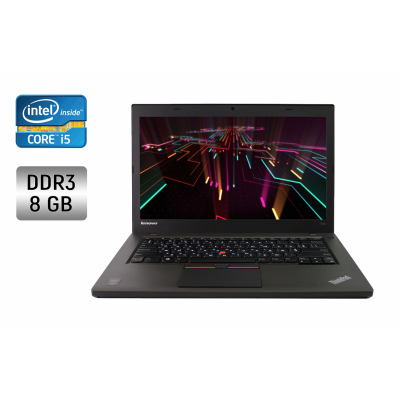БУ Ноутбук Ноутбук Lenovo ThinkPad T450 / 14" (1600x900) TN / Intel Core i5-5200U (2 (4) ядра по 2.2 - 2.7 GHz) / 8 GB DDR3 / 240 GB SSD / Intel HD Graphics 5500 / WebCam / Windows 10