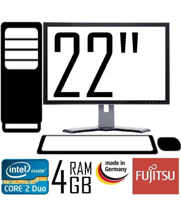 Комп'ютер fujitsu e5321 CORE 2 DUO 3.00 GHZ, 4GB DDR3 + 22 TFT