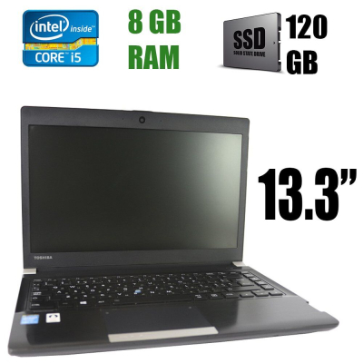 БУ Ноутбук Toshiba Portege R30 / 13.3" (1366х768) TN / Intel Core i5-4300m (2(4) ядра по 2.60 - 3.30 GHz) / 8 GB DDR3 / 120 GB SSD / DVD-RW, web cam