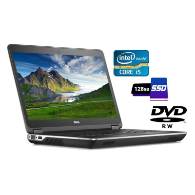 БУ Ноутбук Ноутбук Б-клас Dell Latitude E6440 / 14" (1600x900) TN / Intel Core i5-4310M (2 (4) ядра по 2.7 - 3.4 GHz) / 4 GB DDR3 / 128 GB SSD / Intel HD Graphics 4600 / WebCam / DVD-RW / HDMI / Windows 10 ліцензія