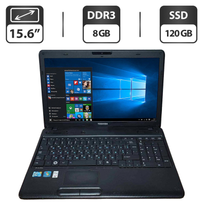 БУ Ноутбук Ноутбук Б-класс Toshiba Satellite C660-108 / 15.6" (1366x768) TN / Intel Core i3-370M (2 (4) ядра по 2.4 GHz) / 8 GB DDR3 / 120 GB SSD / Intel HD Graphics / WebCam / VGA