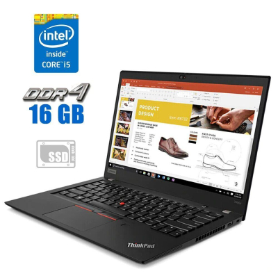БУ Ноутбук Ультрабук Lenovo ThinkPad T490s/ 14 " (1920x1080) IPS / Intel Core i5-8365U (4 (8) ядра по 1.6 - 4.1 GHz) / 16 GB DDR4 / 240 GB SSD / Intel UHD Graphics / WebCam