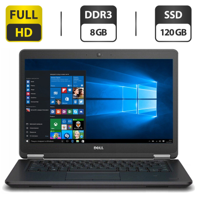 БУ Ноутбук Ультрабук Dell Latitude E7450/ 14 " (1920x1080) TN / Intel Core i5-5300U (2 (4) ядра по 2.3 - 2.9 GHz) / 8 GB DDR3 / 120 GB SSD / Intel HD Graphics 5500 / WebCam / HDMI