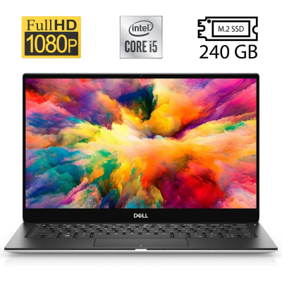 БУ Ноутбук Ультрабук Б-класс Dell XPS 13 7390 / 13.3" (1920x1080) IPS / Intel Core i5-10210U (4 (8) ядра по 1.6 - 4.2 GHz) / 8 GB DDR3 / 240 GB SSD M.2 / Intel UHD Graphics / WebCam / Windows 10 лицензия