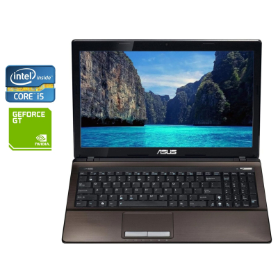 БУ Ноутбук Ноутбук Asus K53SV / 15.6" (1366x768) TN / Intel Core i5-2410M (2 (4) ядра по 2.3 - 2.9 GHz) / 8 GB DDR3 / 240 GB SSD / nVidia GeForce GT 540M, 2 GB DDR3, 128-bit / WebCam / DVD-ROM / Win 10 Pro