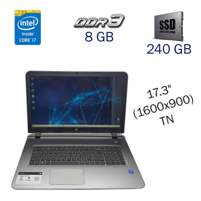БУ Ноутбук Ноутбук Б-класс HP Pavilion 17-g015dx / 17.3" (1600x900) TN / Intel Core i7-5500U (2 (4) ядра по 2.4 - 3.0 GHz) / 8 GB DDR3 / 240 GB SSD / Intel HD Graphics 5500 / WebCam / Windows 10