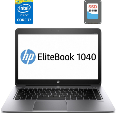 БУ Ноутбук Ультрабук HP EliteBook Folio 1040 G1 / 14 " (1600x900) TN / Intel Core i7-4600U (2 (4) ядра по 2.1 - 3.3 GHz) / 4 GB DDR3 / 256 GB SSD / Intel HD Graphics 4400 / WebCam / DisplayPort