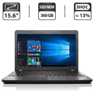 БУ Ноутбук Ноутбук Б-класс Lenovo ThinkPad E550 / 15.6" (1366x768) TN / Intel Core i3-5005U (2 (4) ядра по 2.0 GHz) / 12 GB DDR3 / 360 GB SSD NEW / Intel HD Graphics 4400 / WebCam / HDMI / Windows 10 Pro
