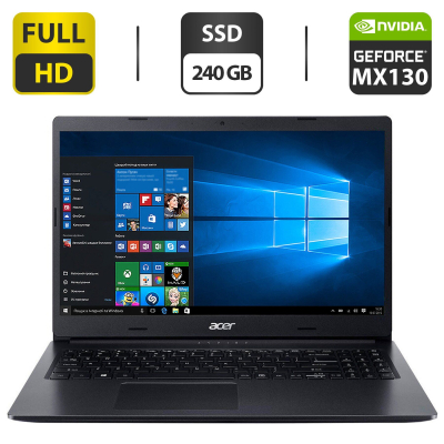 БУ Ноутбук Ноутбук Acer Aspire 3 A315-55KG / 15.6" (1920x1080) TN / Intel Core i3-7020U (2 (4) ядра по 2.3 GHz) / 8 GB DDR4 / 240 GB SSD / nVidia GeForce MX130, 2 GB GDDR5, 64-bit / WebCam / HDMI
