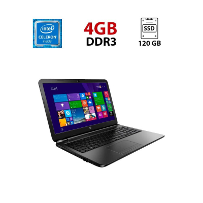 БУ Ноутбук Ноутбук HP 250 G3 / 15.6" (1366x768) TN / Intel Celeron N2840 (2 ядра по 2.16 - 2.58 GHz) / 4 GB DDR3 / 120 GB SSD / Intel HD Graphics / WebCam