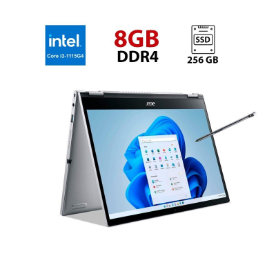 БУ Ноутбук Ноутбук-трансформер Acer Spin 3 SP313-51N / 14" (1920x1080) IPS Touch / Intel Core i3-1115G4 (2 (4) ядра по 4.1 GHz) / 8 GB DDR4 / 256 GB SSD / Intel UHD Graphics / WebCam