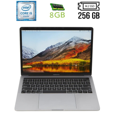 БУ Ноутбук Ноутбук Б-класс Apple MacBook Pro A1989 (2018) / 13.3" (2560x1600) IPS / Intel Core i5-8259U (4 (8) ядра по 2.3 - 3.8 GHz) / 8 GB DDR3 / 256 GB SSD M.2 / Intel Iris Plus Graphics 655 / WebCam